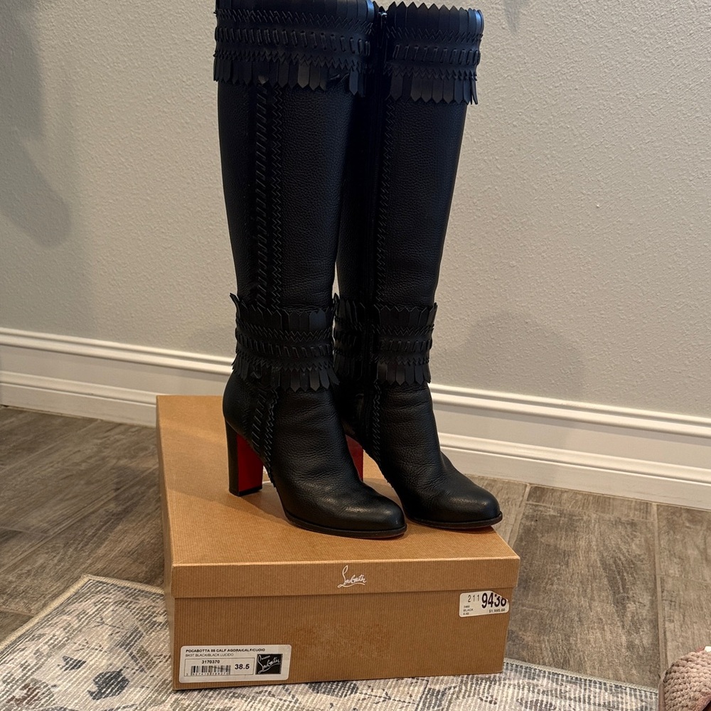 Christian Louboutin Pocabotta 85 Calf Agora/Calf/Cuoio Black/Black Lucido 38.5